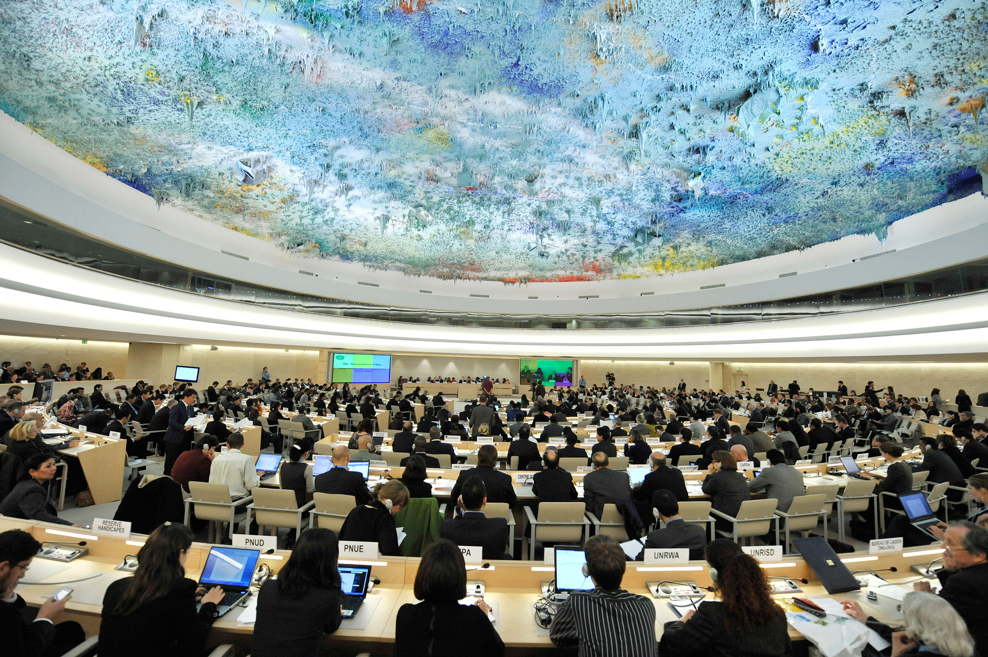 Archival photo of the UN Human Rights Council Chamber