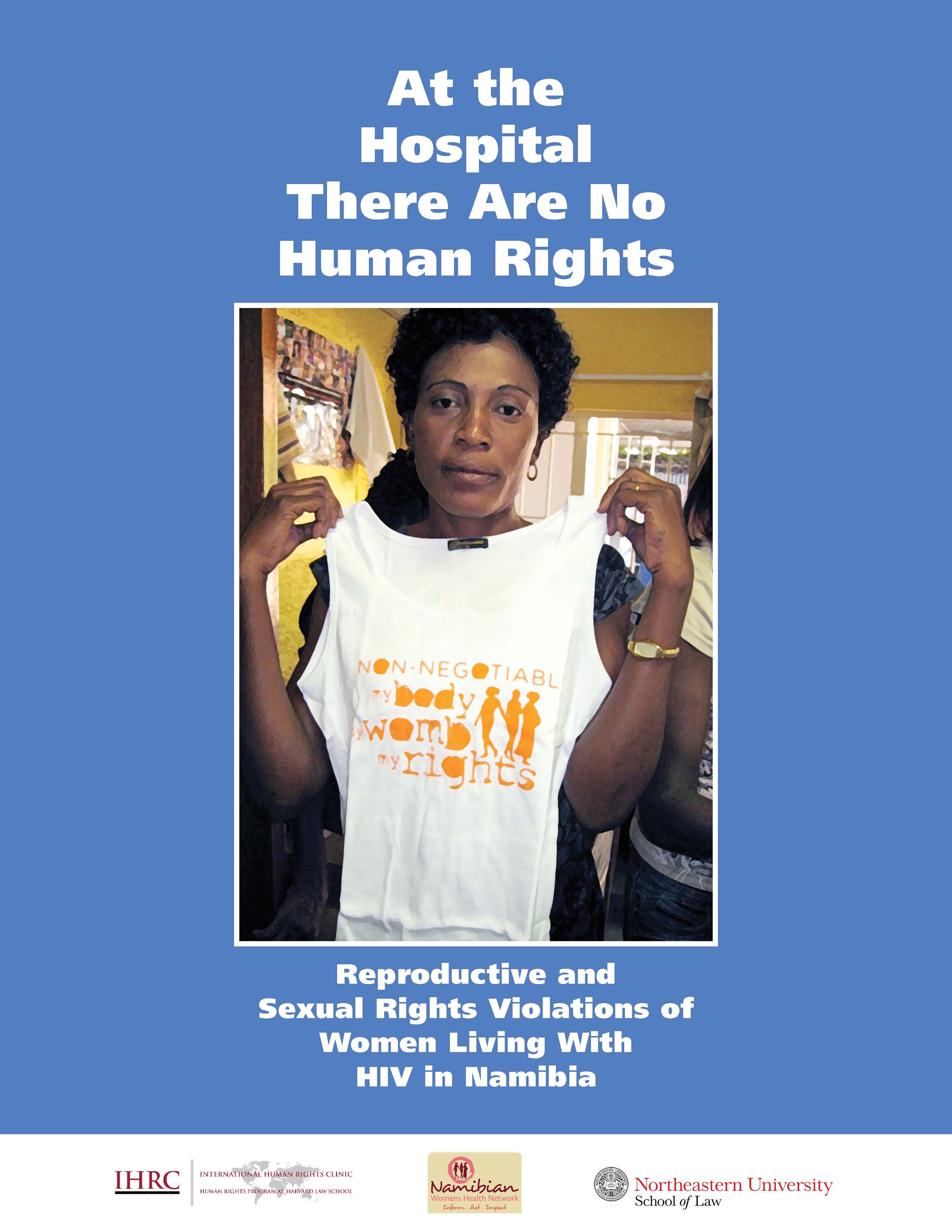 A poster for an event depicts a woman holding a tank top that says "non-negotiable: my body, my womb, my rights."