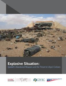 Explosive Situation Report Cover: Libyan desert covered in remains of an explosion.