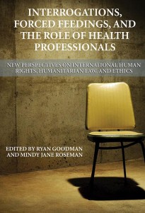 Book cover for, "Interrogations, Forced Feedings, and the Role of Health Professionals," shows a yellow chair with a light shining over it.