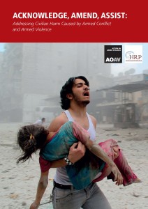 report cover shows an individual carrying a young woman in his arms as he escapes what looks like an explosion