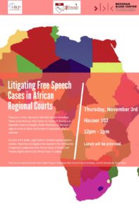 Event poster shows an outline of Africa in different colors with sponsoring orgs' logos on the top.
