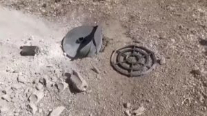 A ZAB 2.5 incendiary submunition and remnants of a RBK-500 bomb in Khan Shaykun south of Idlib, following a September 30, 2016 attack. © 2016 SMART News Agency