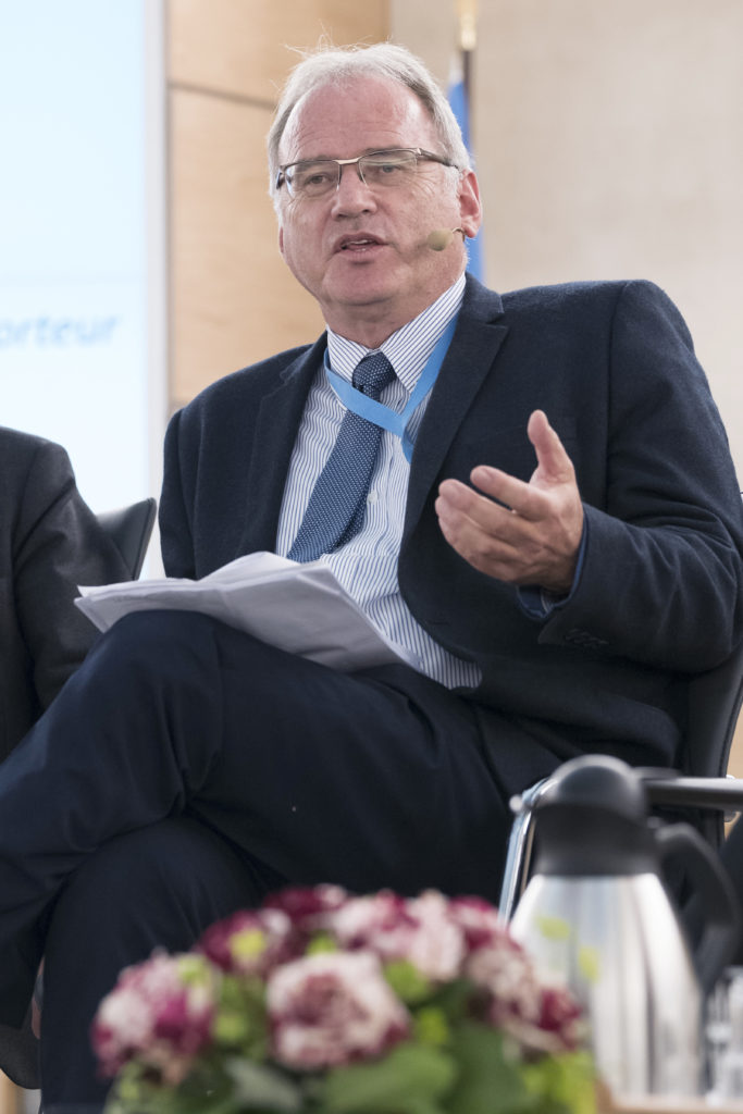 Christof Heyns speaks at a panel discussion on the UDHR in 2018.