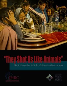 Cover page of report, "They Shot Us Like Animals": Black November and Bolivia's Interim Government