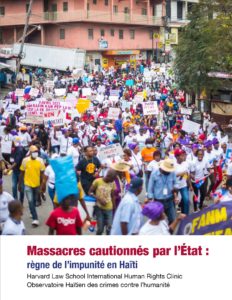 Image of Haitian citizens marching in protest.