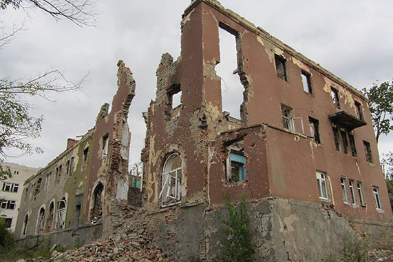 Semenivka's psychiatric hospital in ruins.