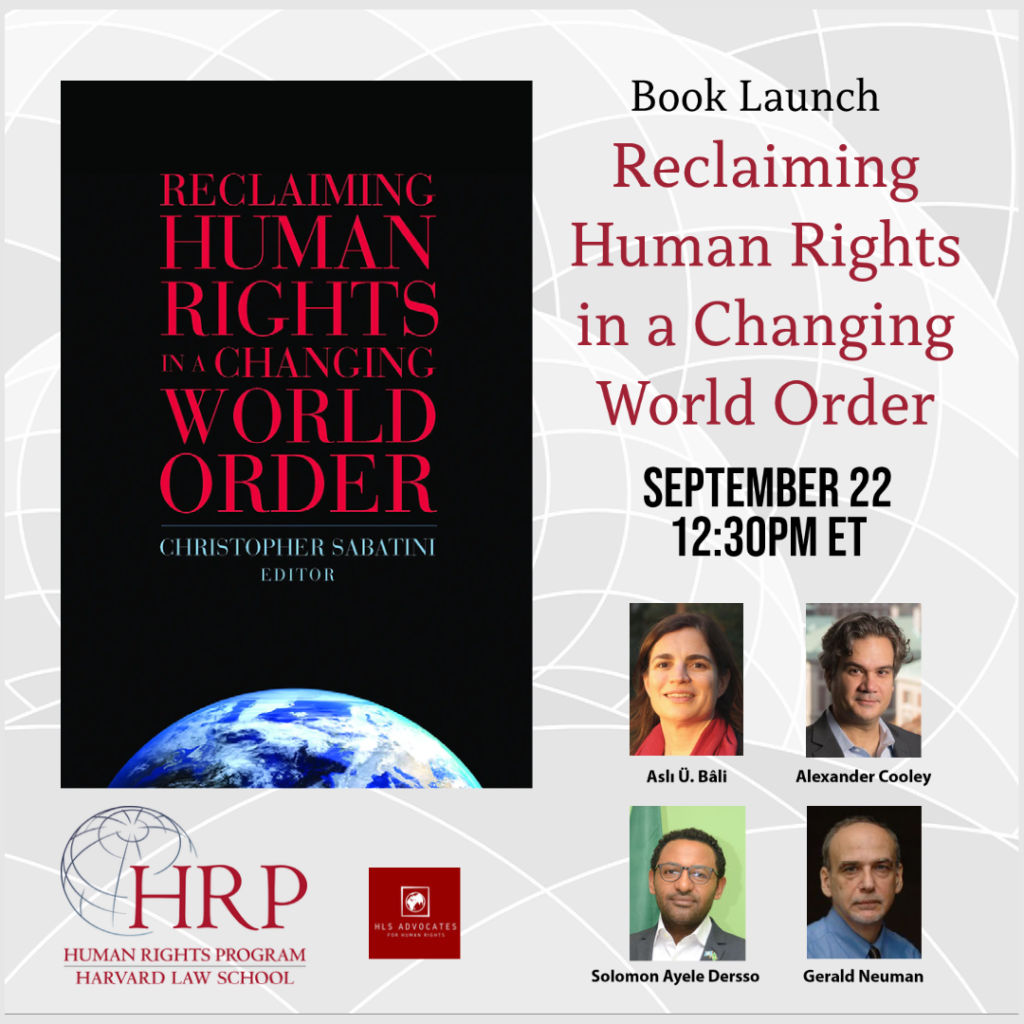 Banner for event titled Book Launch: Reclaiming Human Rights in a Changing World Order