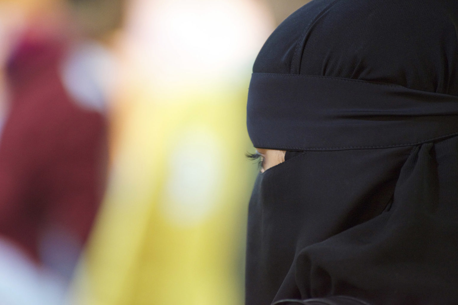 Side view of a woman wearing a Niqab