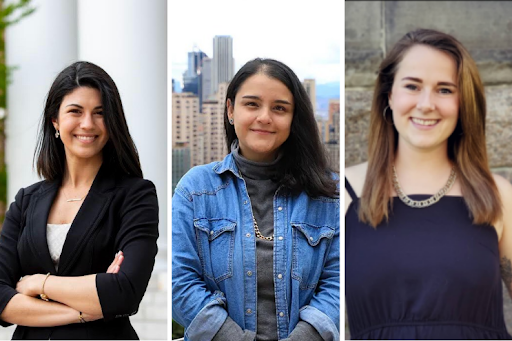 A photo collage of the three 2021-2022 Satter fellows. 