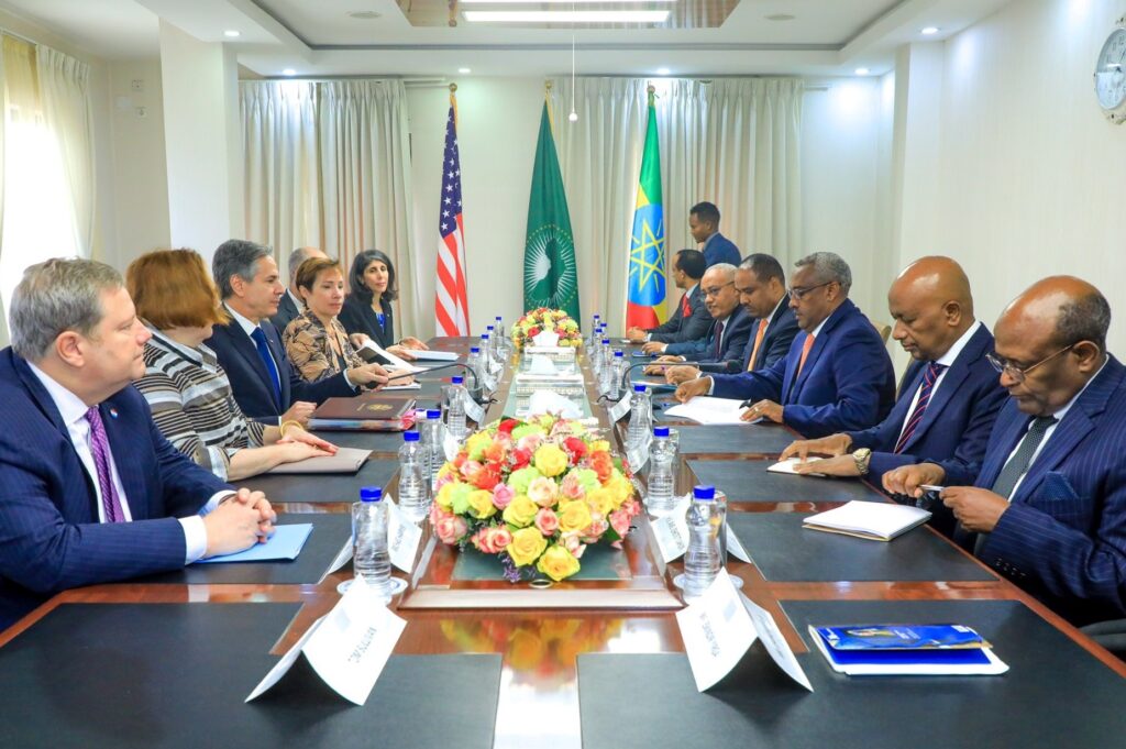U.S. delegation meets with Ethiopian representatives around table. Credit: MFA Ethiopia
