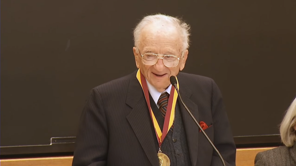 Ben Ferencz at the HLS Medal of Freedom Award Ceremony in 2014.