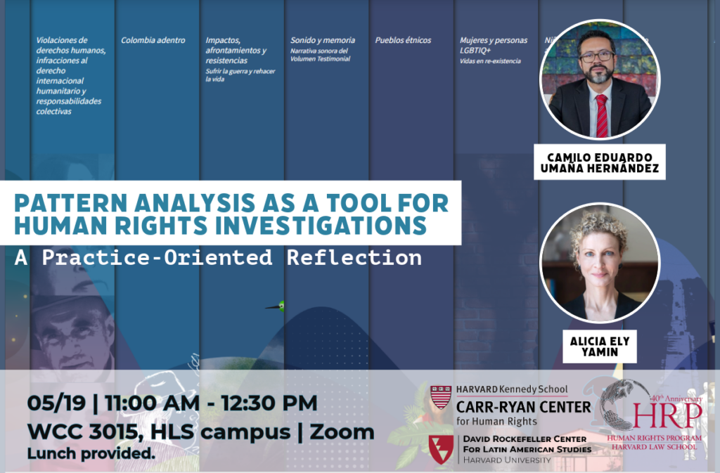 Decorative poster for the event "Pattern Analysis as a Tool for Human Rights Investigations: A Practice-Oriented Reflection" 