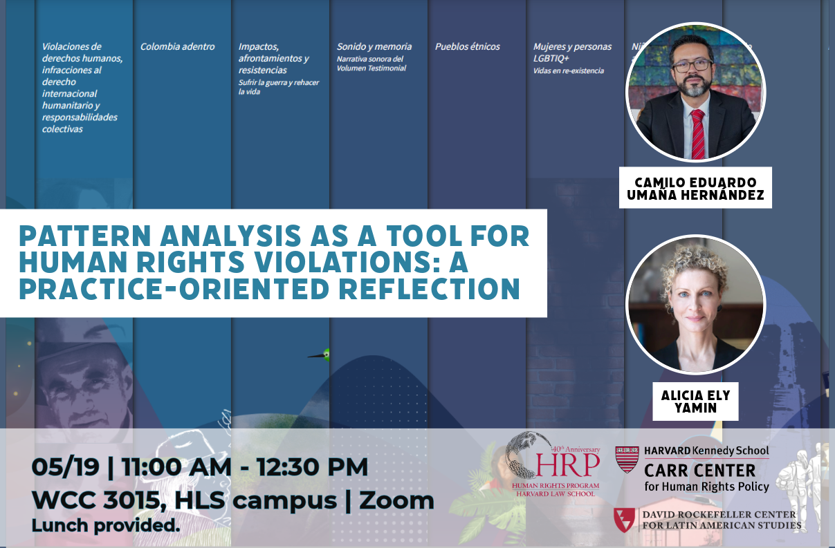 Decorative poster for the event "Pattern Analysis as a Tool for Human Rights Investigations: A Practice-Oriented Reflection"